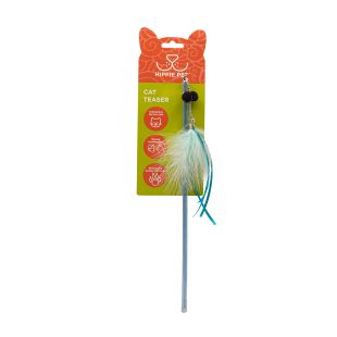 HIPPIE PET Игрушка для кошек с перьями, синего цвета, 30 cм