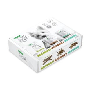 NATURE'S PROTECTION SUPERIOR CARE Täiskasvanud valgekarvaliste koerte mitmeotstarbeliste teraviljavabade toidulisand-maiuste valge kala, lambaliha ja putukatega komplek 3x150 g
