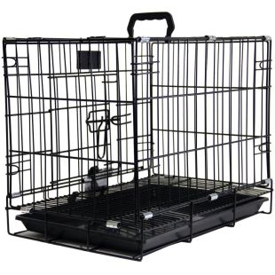 HIPPIE PET Клетка для транспортировки домашних животных, металлическая 76x48x57 cм, черная