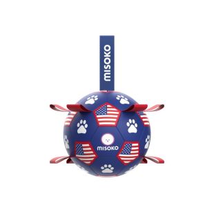 MISOKO Koera mänguasi, täispuhutav jalgpall, 30 cm USA lipp