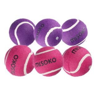MISOKO игрушка для собак, теннисные мячики, зо звуковым чипом, 6 cм, 6 шт. фиолетовые/розовые