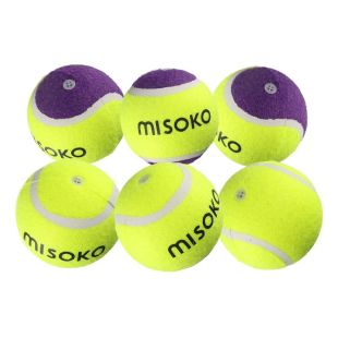 MISOKO игрушка для собак, теннисные мячики, зо звуковым чипом, 6 cм, 6 шт. желтые/фиолетовые