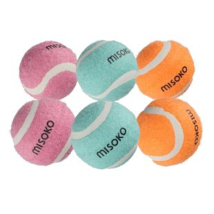 MISOKO игрушка для собак, теннисные мячики, 4,5 cм, 6 шт., розовые/синие/желтые
