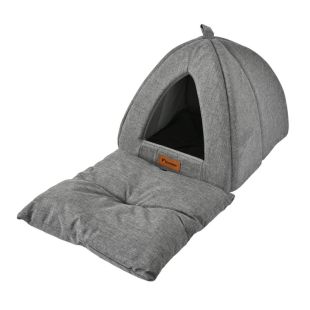 P.LOUNGE Magamisase lemmikloomale - maja, veekindel, tumedhalli S suurus, 58x52x18 cm