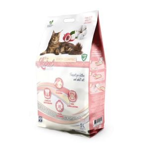 TOBELOVED комкующийся бентонитовый наполнитель для кошачьих лотков, с ароматом хлопка и личи 5 Л
