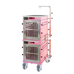 UNIPET Kokkupandav lemmiklooma puurikomplekt, nr.1 kahekordne, koos aluse ja ventilaatori kastiga, roosa