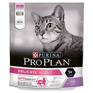 PRO PLAN OPTIDIGEST сухой корм для взрослых чувствительных кошек, с индейкой  400 г