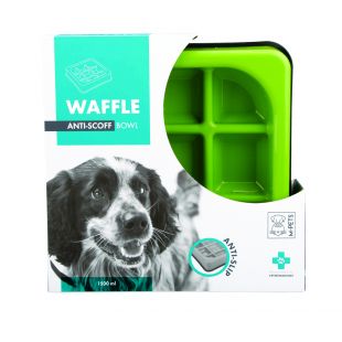 M-PETS Миска для замедления приема пищи для домашних животных в форме вафли, зеленая