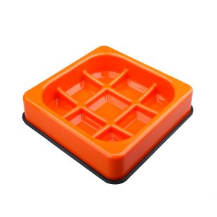 M-PETS Миска для замедления приема пищи для домашних животных в форме вафли, оранжевая