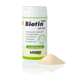 ANIBIO Biotin Pulber söödalisand kassidele ja koertele, naha ja karva hooldamiseks 220 g