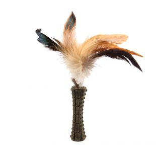 GIGWI Игрушка-дразнилка для кошек с перьями и кошачьей мятой, коричневого цвета