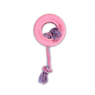 MISOKO&CO Игрушка для собак кольцо с веревкой, розовое, 30.5x13.5 см