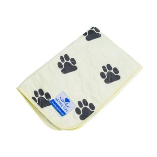 HIPPIE PET Пеленка многоразовая для животных 80x90 cм, желтая, с принтами в виде лапок (размер L)