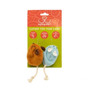 HIPPIE PET Игрушка с кошачьей мятой с кошачьей мятой, синяя и коричневая, 2 шт.