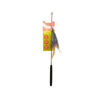 HIPPIE PET mänguasi kassidele, õng karvaga, hall, 52 cm