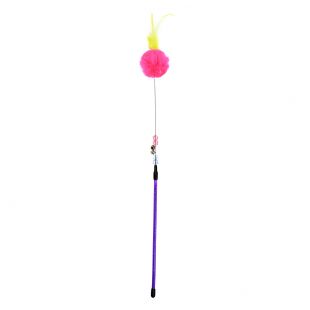 HIPPIE PET Игрушка-дразнилка для кошек с перьями, розовая, 51 cм