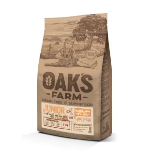 OAK'S FARM сухой беззерновой корм для щенков малых и миниатюрных пород, с лососем и крилем 2 кг