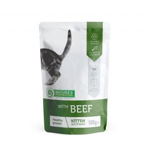 NATURE'S PROTECTION Healthy growth Kitten With beef, консервы для котят с говядиной, в пакетике 100 г x 22