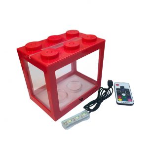 KIKA аквариум в форме колодки с LED-подсветкой, 16x10.5x14 см, красный