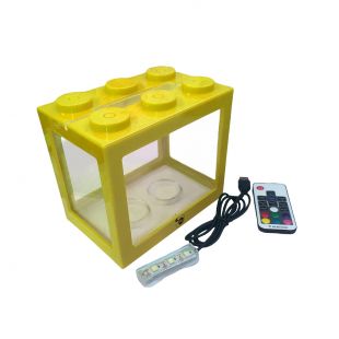 KIKA аквариум в форме колодки с LED-подсветкой, 16x10.5x14 см, желтый