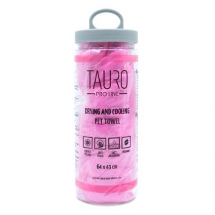 TAURO PRO LINE Высоковпитывающее и охлаждающее полотенце для домашних животных 64x43 см, розовый