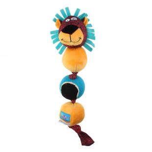 MISOKO&CO игрушка для собак ЛЕВ, с мячиками, разноцветная, плюшевая, 47x15x11 cм