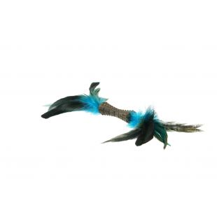 GIGWI Игрушка-дразнилка для кошек с перьями и кошачьей мятой, синего цвета