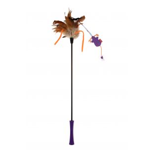 GIGWI Игрушка-дразнилка для кошек с перьями, коричневого цвета