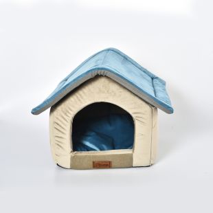 P.LOUNGE Лежак-домик для домашних животных, с ароматом лаванды 47x39x42 cм, синий и светло-коричневый