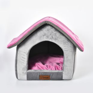P.LOUNGE Лежак-домик для домашних животных, с ароматом лаванды 47x39x42 cм, розовый и серый