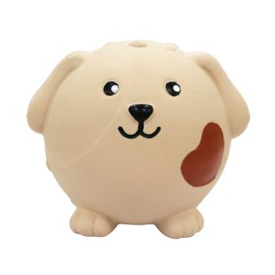 HIPPIE PET Игрушка-мячик для собак СОБАКА, латексная, светло-коричневая, 9 см