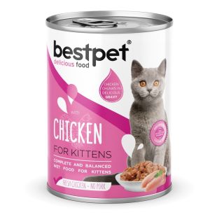BESTPET консервированный корм для молодых кошек, с кусочками курицы, в соусе 400 г