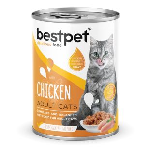 BESTPET консервированный корм для взрослых кошек, с кусочками курицы, в соусе 400 г