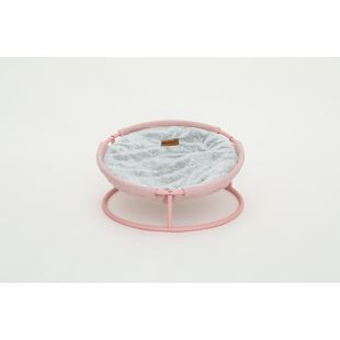 MISOKO Лежак для домашних животных, круглый, стальной каркас 45x45x22 см, розовый, плюшевый