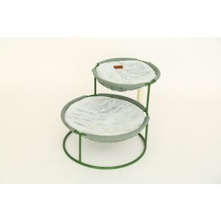 MISOKO Лежак для домашних животных, круглый, двойной, стальной каркас 70x50x40 см, светло-зеленый, плюшевый