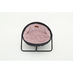 MISOKO Лежак для домашних животных, круглый, стальной каркас 45x20 см, серый / розовый