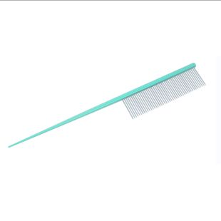 TAURO PRO LINE Ultra light line расческа с алюминиевой ручкой и зубчиками из нержавеющей стали с хвостиком для стайлинга, 18.3 cм, мятного цвета