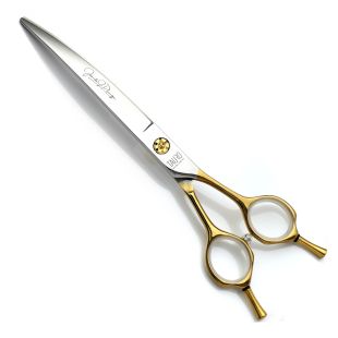 TAURO PRO LINE грумерские ножницы, эксклюзивная серия от Яниты Плунге 17 см , изогнутые, нержавеющая сталь 440с, с ручками золотистого цвета