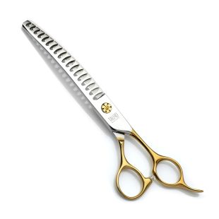 TAURO PRO LINE филировочные ножницы, эксклюзивная серия от Яниты Плунге 18 см , с 18 зубцами, нержавеющая сталь 440с, с ручками золотистого цвета