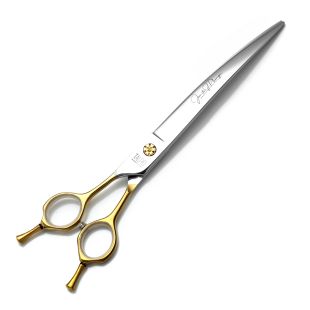 TAURO PRO LINE грумерские ножницы, эксклюзивная серия от Яниты Плунге 20 см, изогнутые, нержавеющая сталь 440с, с ручками золотистого цвета, для левшей