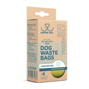 HIPPIE PET Биоразлагаемые пакеты для уборки собачьих экскрементов, 4x15 шт. неароматизированные