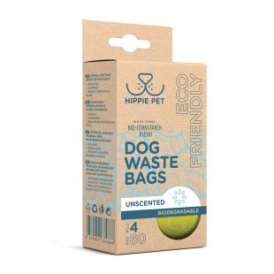 HIPPIE PET Биоразлагаемые пакеты для уборки собачьих экскрементов неароматизированные, 4x15 шт.