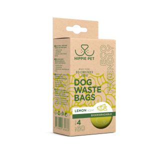 HIPPIE PET Биоразлагаемые пакеты для уборки собачьих экскрементов с ароматом лимона, 4x15 шт.