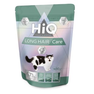 HIQ сухой корм для взрослых длинношертных кошек, с мясом домашней птицы 400 г,