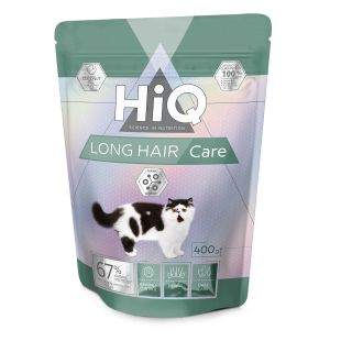HIQ сухой корм для взрослых длинношертных кошек, с мясом домашней птицы  400 г,