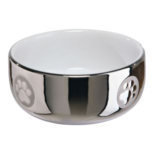 TRIXIE миска для домашних животных 0.3 l/ø 11 см, керамическая, серебряного/белого цвета