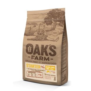OAK'S FARM сухой беззерновой корм для щенков мелких и миниатюрных пород, с лососем и крилем  2 кг