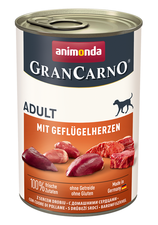 Animonda Grancarno adult консервированный корм для взрослых собак, с птичьими сердечками