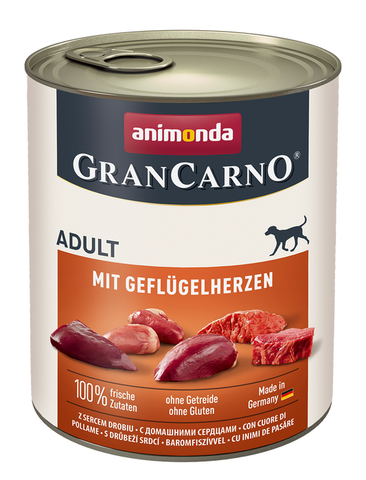 Animonda Grancarno adult консервированный корм для взрослых собак, с птичьими сердечками