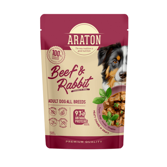 ARATON märgtoit täiskasvanud koertele veiseliha ja küülikuga